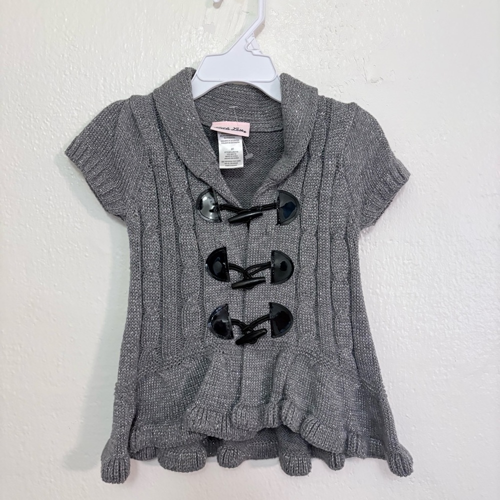 Little Lass Charcoal Knit Kids Sweater with Toggle Closures
